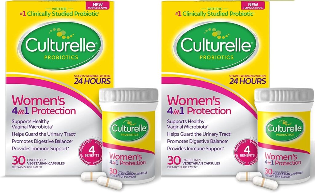 Culturelle Women’s 4-in-1 Daily Probiotic Supplements for Women - Supports Vaginal Health, Digestive Health, Immune Health, Occasional Diarrhea And Gas - Non-GMO - 30 Count