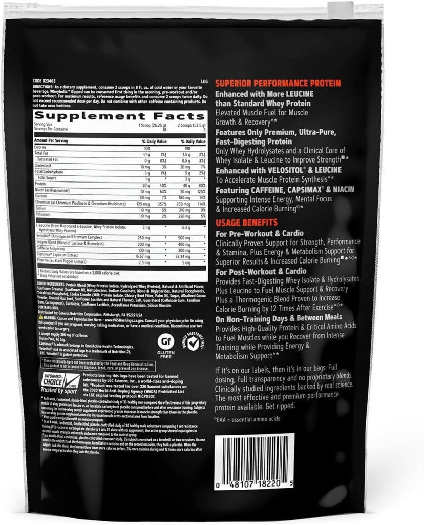 GNC AMP Wheybolic Ripped | Targeted Muscle Building and Workout Support Formula | Pure Whey Protein Powder Isolate with BCAA | Gluten Free | Classic Vanilla | 9 Servings