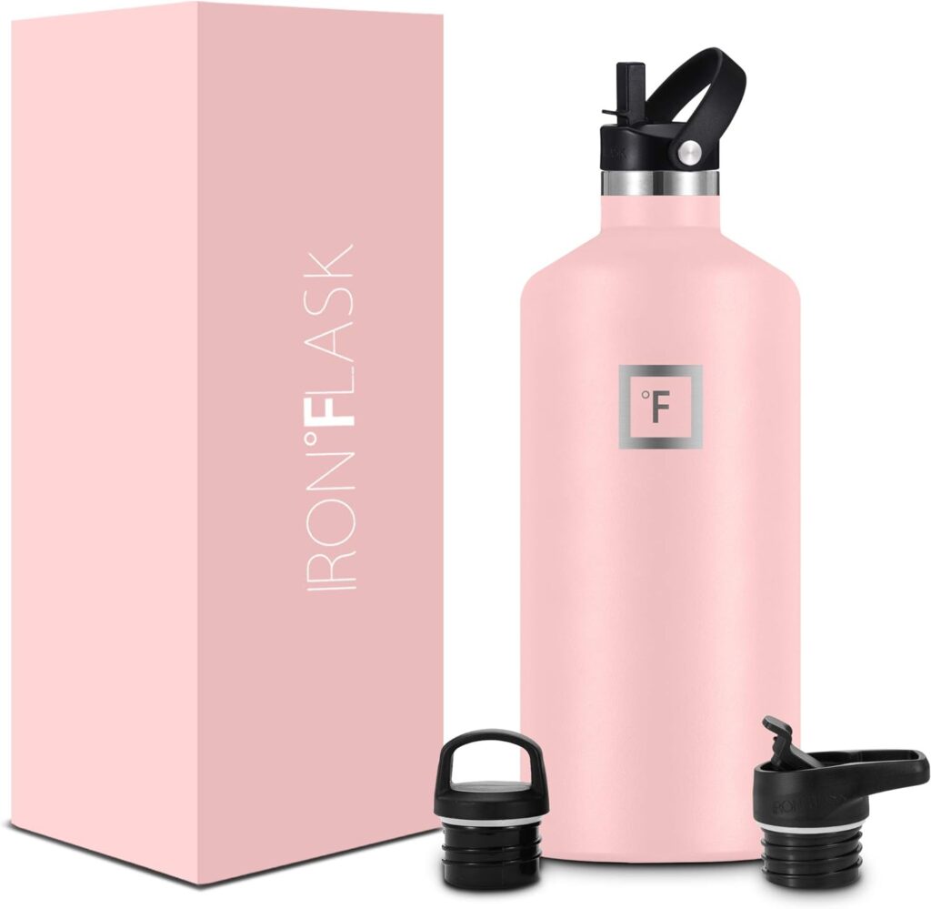IRON °FLASK Sports Water Bottle - 24 Oz - 3 Lids (Narrow Straw Lid) - Leak Proof Vacuum Insulated Stainless Steel - Hot  Cold Double Walled Insulated Thermos - Valentines Day Gifts for Him or Her