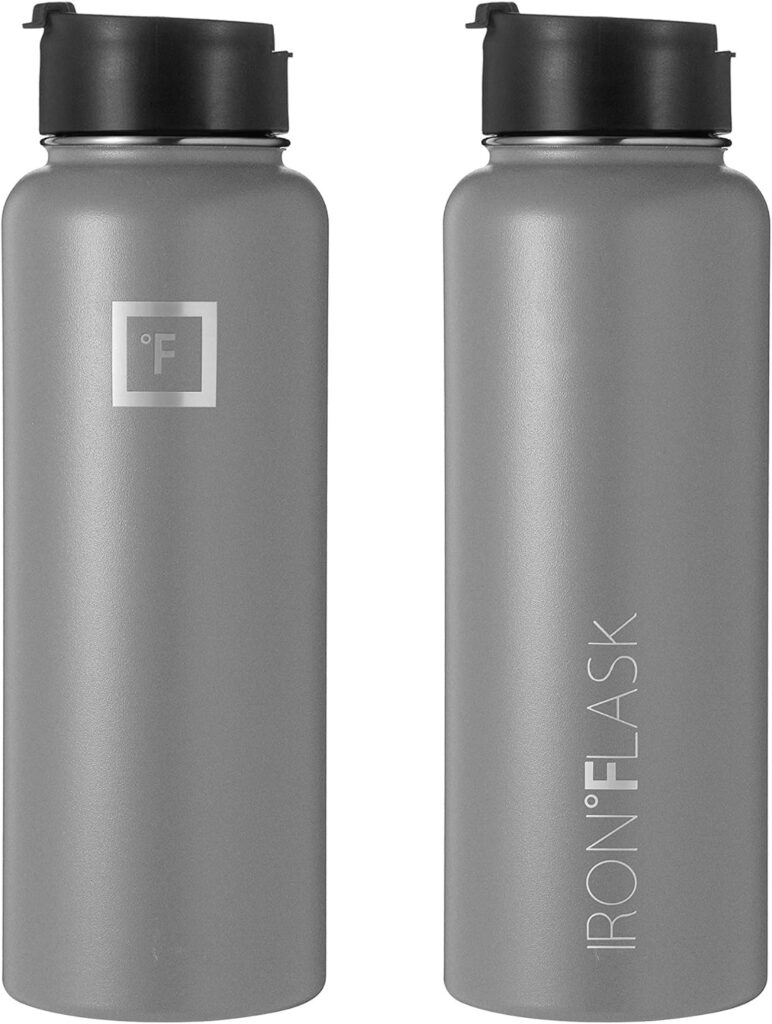 IRON FLASK Sports Water Bottle - 40 Oz 3 Lids (Straw Lid), Leak Proof - Stainless Steel Gym Bottles for Men, Women  Kids - Double Walled, Insulated Thermos - Valentines Day Gifts for Him or Her