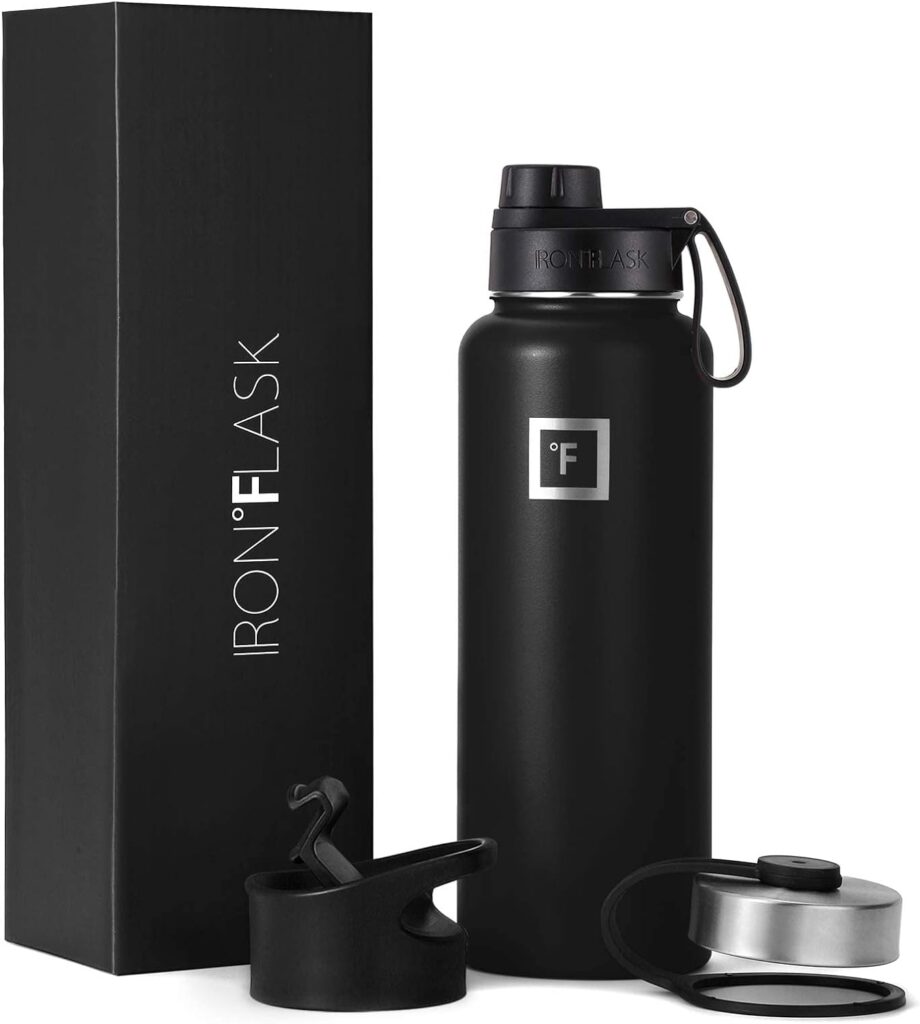 IRON °FLASK Sports Water Bottle - 40 Oz 3 Lids (Wide Spout Lid), Leak Proof - Stainless Steel Gym  Sports Bottles for Men, Women  Kids - Double Walled, Insulated Thermos, for Mom