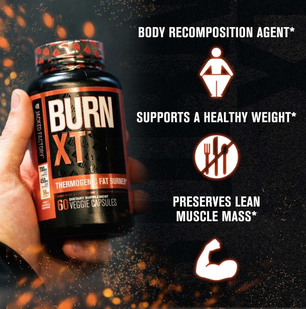 Jacked Factory Burn XT Thermogenic Fat Burner  Lean XT Caffeine Free Weight Loss Supplement