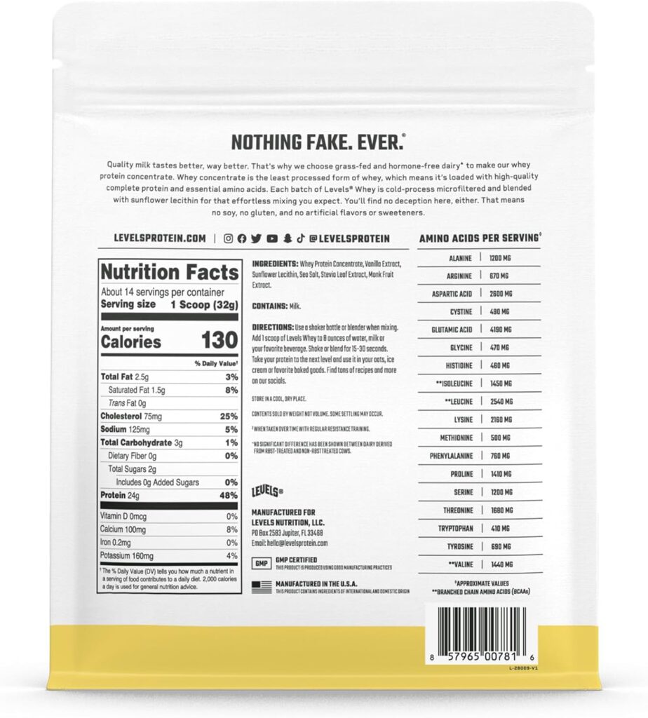Levels Grass Fed 100% Whey Protein, No GMOs, Chocolate Peanut Butter, 5LB