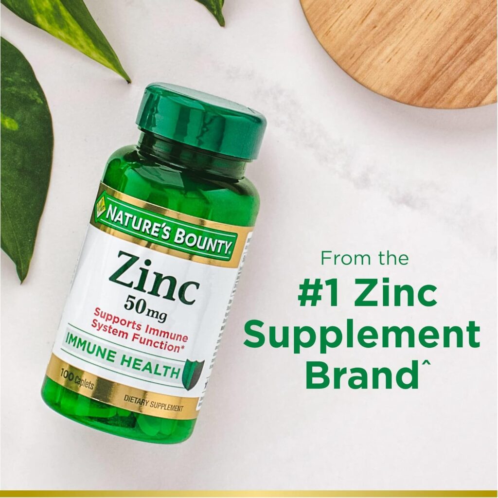 Natures Bounty Zinc, Immune Support, 50 mg, Caplets, 100 Ct