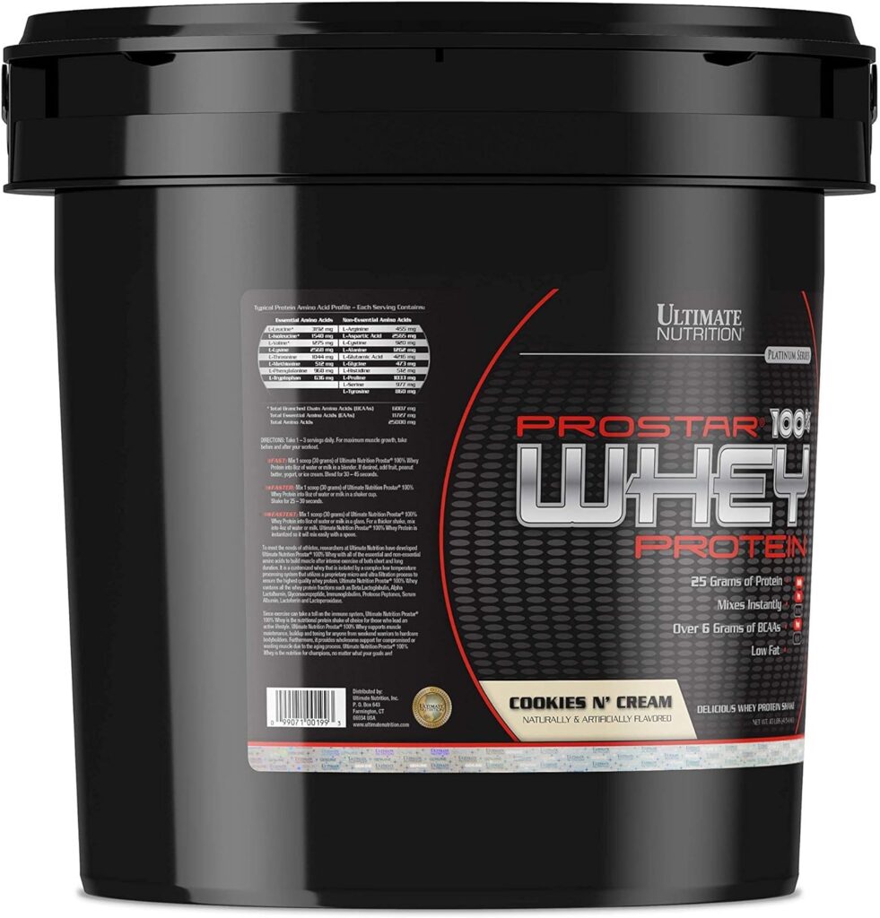 Ultimate Nutrition Prostar Whey Protein Powder Blend of Whey Concentrate Isolate and Peptides – Low Carb, Keto Friendly, 25 Grams of Protein - 150 Servings, Cookies N Cream, 10 Pounds