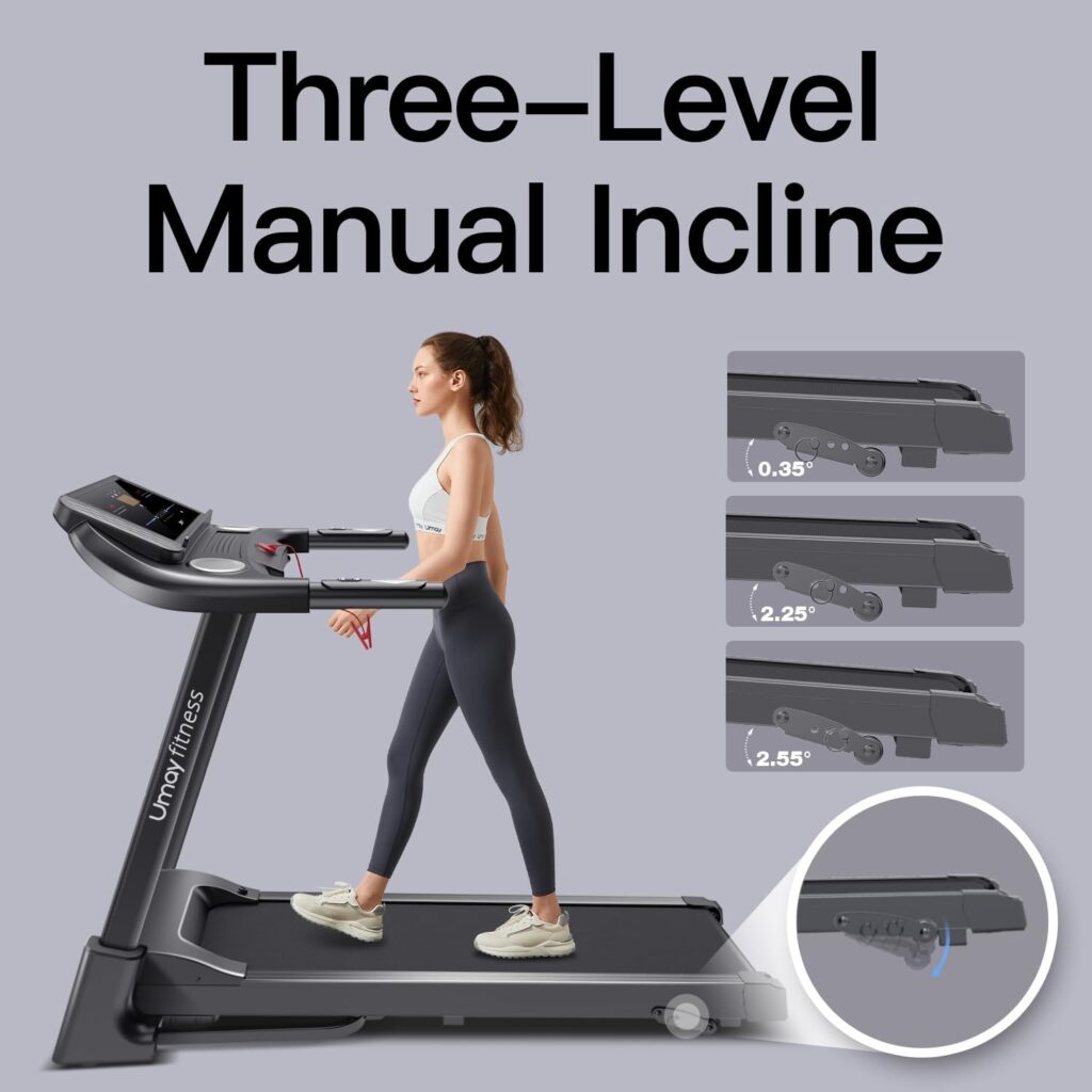 UMAY Fitness Home Folding Incline Treadmill with Pulse Sensors, 3.0 HP Quiet Brushless, 300 lbs Capacity