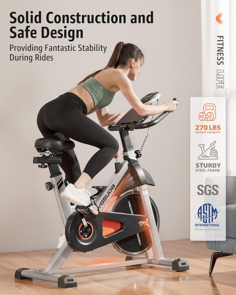 YOSUDA Indoor Cycling Bike Brake Pad/Magnetic Stationary Bike - Cycle Bike with Ipad Mount  Comfortable Seat Cushion