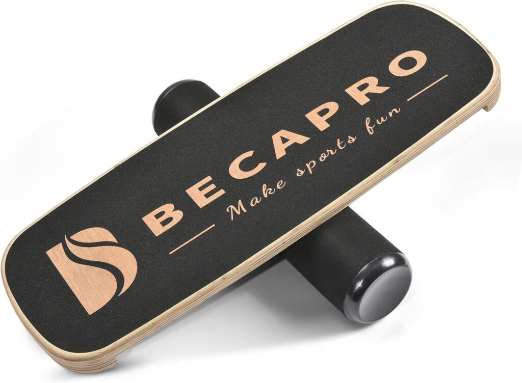 BECAPRO Balance Board Trainer, Wooden Balance Board with Adjustable Stoppers -3 Different Distance Options-Balance Exercise Equipment for Fitness Work