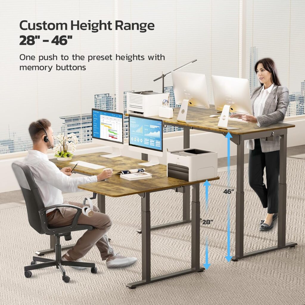 Dripex Standing Desk Adjustable Height 63 x 43 inch, L Shaped Standing Desk Electric Corner Desk Stand Up Desk for Home Office, Dual Motor L Shaped Sit Stand Desk 4 Legs