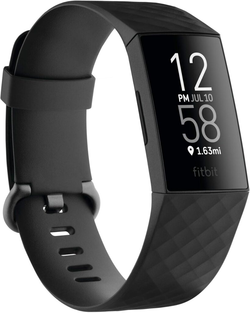 Fitbit Charge 4 Fitness and Activity Tracker with Built-in GPS, Heart Rate, Sleep  Swim Tracking, Black/Black, One Size (S  L Bands Included) (Renewed)