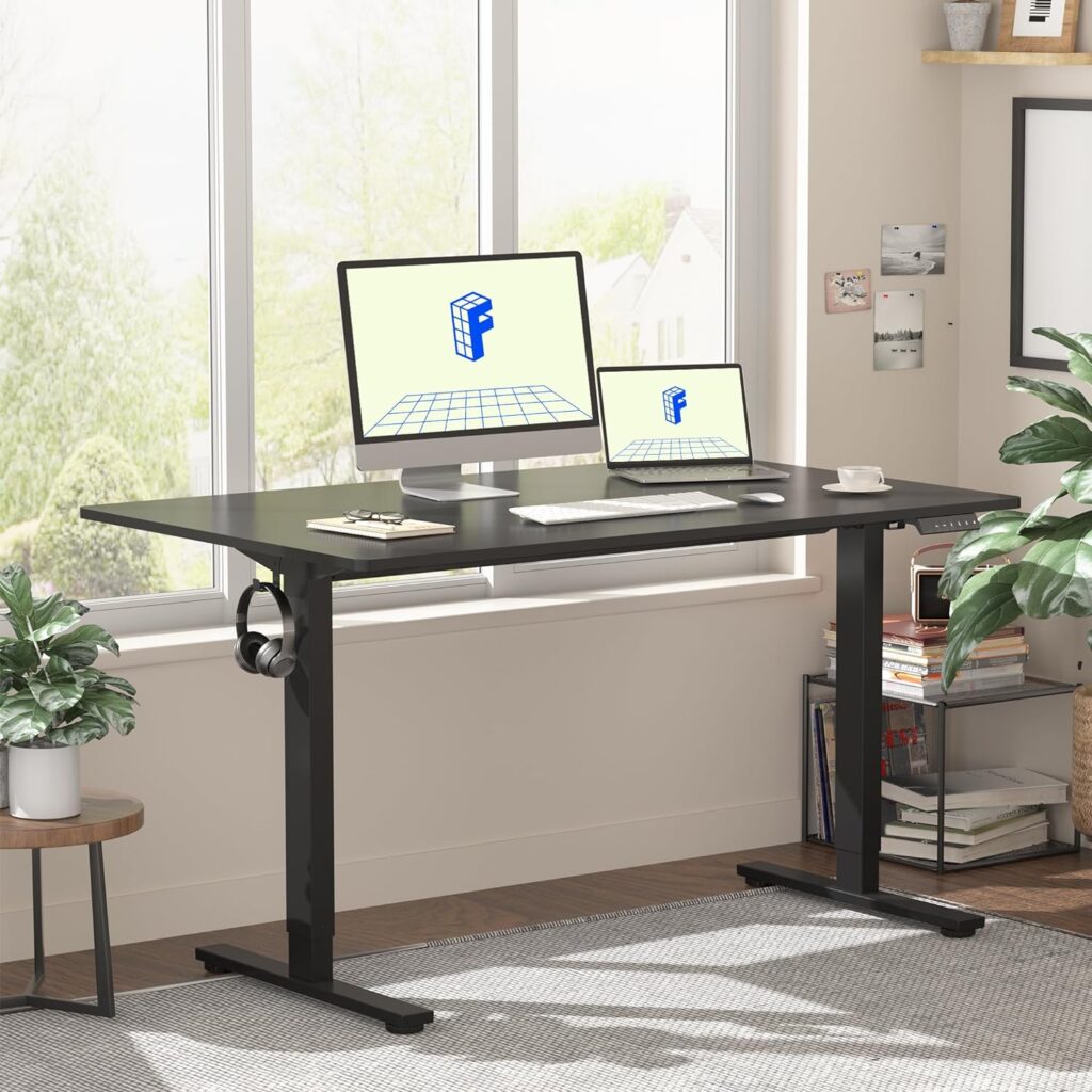 FLEXISPOT Electric Standing Desk Whole Piece 48 x 30 Inch Desktop Adjustable Height Desk Home Office Computer Workstation Sit Stand up Desk (White Frame + White Top, 2 Packages)