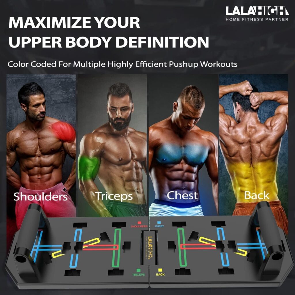 LALAHIGH Portable Home Gym System: Large Compact Push Up Board, Pilates Bar  20 Fitness Accessories with Resistance Bands  Ab Roller Wheel - Full Body Workout for Men and Women, Gift for Boyfriend