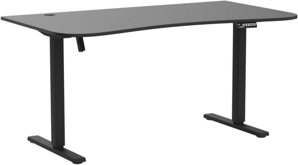 VIVO Electric Height Adjustable 60 x 24 inch Memory Stand Up Desk, Black Solid One-Piece Table Top, Black Frame, Standing Workstation with Preset Controller, 1B Series, DESK-KIT-1B6B